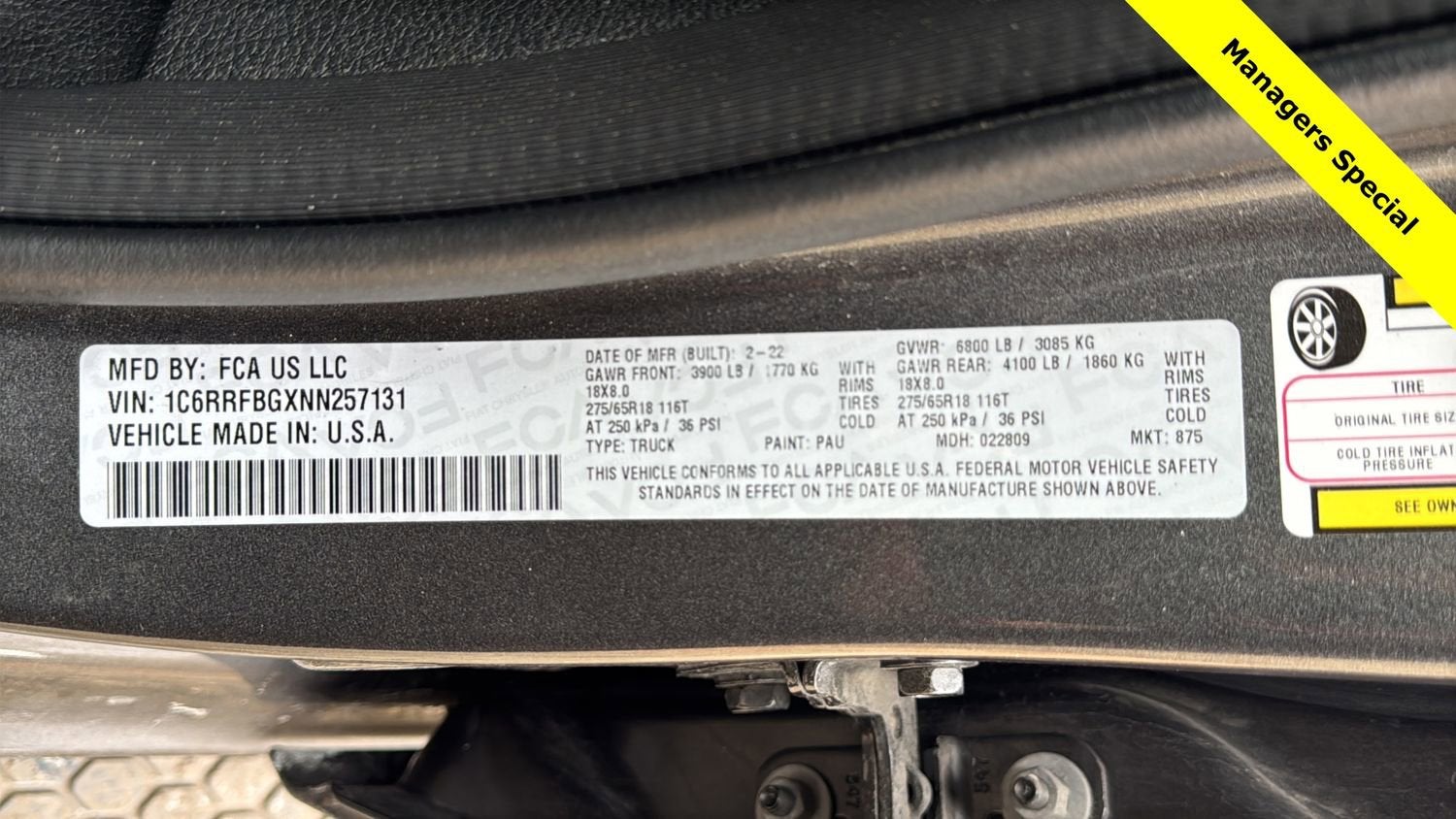 2022 RAM 1500 Big Horn Quad Cab 4x4 6'4" Box