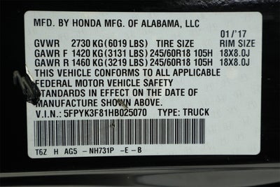 2017 Honda Ridgeline Black Edition